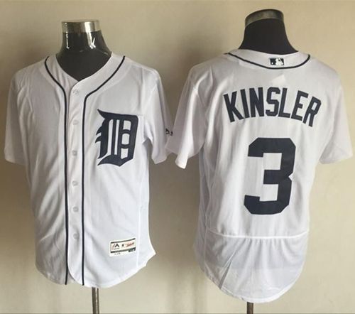 Tigers #3 Ian Kinsler White Flexbase Authentic Collection Stitched MLB Jersey - Click Image to Close